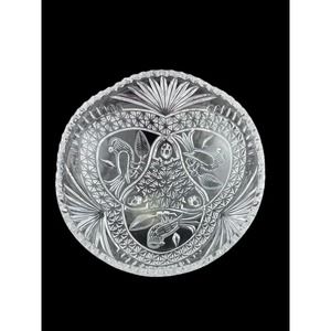 Hofbauer Byrdes Collection Clear Crystal 6" Footed Bowl‎ Sawtooth Edges Estate